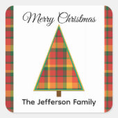 Plaid Kerstboom Kerst stickers (Voorkant)