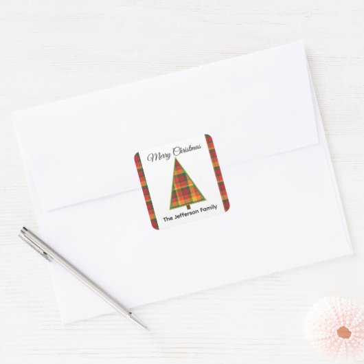 Plaid Kerstboom Kerst stickers (Envelop)