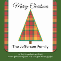 Plaid Kerstboom Kerst stickers