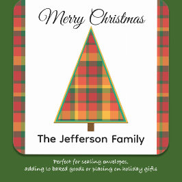 Plaid Kerstboom Kerst stickers