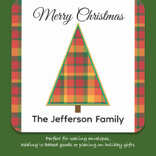 Plaid Kerstboom Kerst stickers