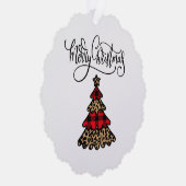 Plaid Kerstboom Ontwerp Vrolijk Kerstfeest Ornament Kaart (Rechts)