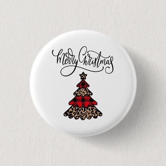 Plaid Kerstboom Ontwerp Vrolijk Kerstfeest Ronde Button 3,2 Cm (Voorkant)