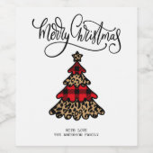 Plaid Kerstboom Ontwerp Vrolijk Kerstfeest Wijn Etiket (Enkel label)