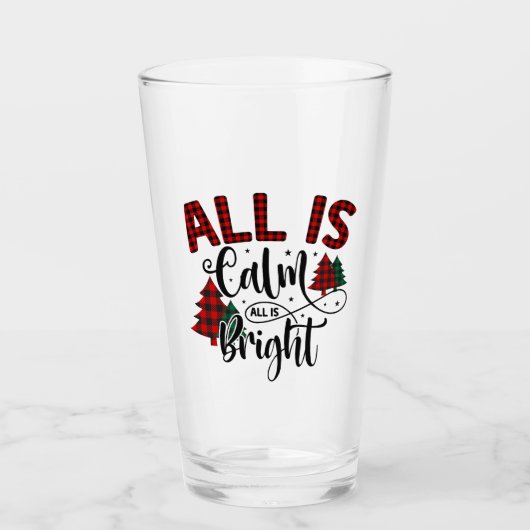 Plaid Kerstboom Patroon Xmas Quote Glas (Voorkant)