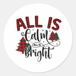 Plaid Kerstboom Patroon Xmas Quote Ronde Sticker