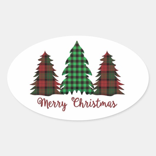 Plaid Kerstboom Sticker (Voorkant)