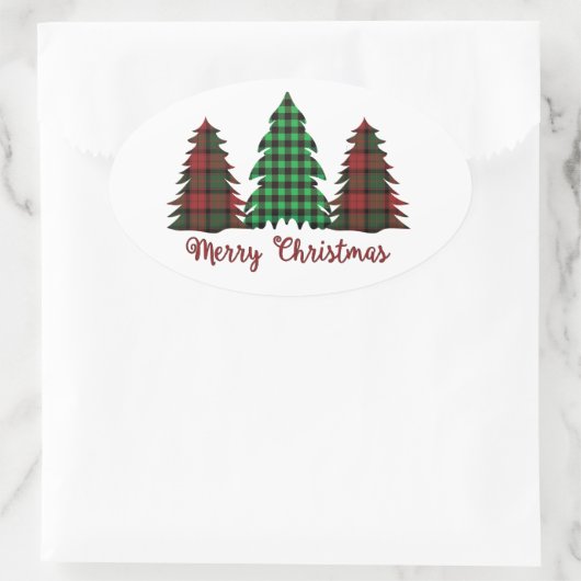 Plaid Kerstboom Sticker (Tas)