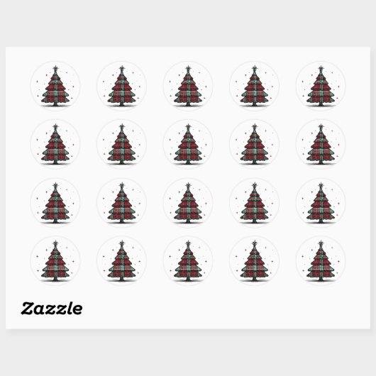 Plaid Kerstboom Vakantie Envelop Sticker (Vel)