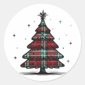 Plaid Kerstboom Vakantie Envelop Sticker (Voorkant)