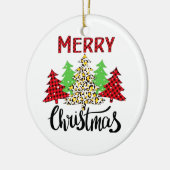 Plaid Kerstboom Winter Forest Leopard Keramisch Ornament (Links)