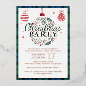 Plaid Kerstfeest Campbell Tartan Roos Goud Folie Uitnodiging (Voorkant)