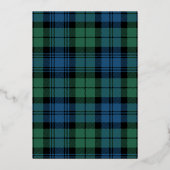 Plaid Kerstfeest Campbell Tartan Roos Goud Folie Uitnodiging (Achterkant)