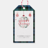 Plaid Kerstfeest Rustieke Campbell Tartan Cadeaulabel (Voorkant)