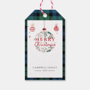 Plaid Kerstfeest Rustieke Campbell Tartan Cadeaulabel