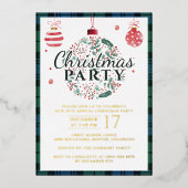 Plaid Kerstfeest Rustieke Campbell Tartan Gold Folie Uitnodiging (Voorkant)