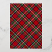Plaid Kerstfeest Stewart Tartan Roos Goud Folie Uitnodiging (Achterkant)