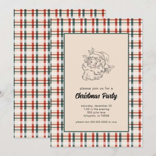  Plaid Kerstfeest Uitnodigingen (Voorkant / Achterkant)