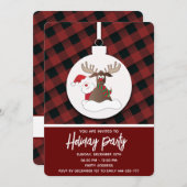 Plaid Kerstman rendier feestelijke kerstparty bedr Kaart (Voorkant / Achterkant)