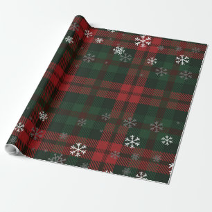 Plaid Kerstmis Feestelijke Sneeuwvlokken Patroon Cadeaupapier