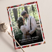 Plaid Kerstmis Foto Getrouwd en Vrolijk Feestdagenkaart