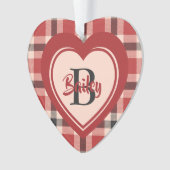 Plaid Kerstmis Hart w / Roze Tattoo gepersonalisee Ornament (voorkant)