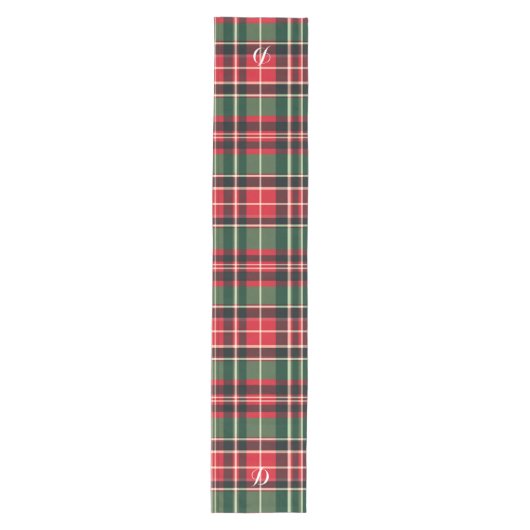 Plaid Kerstmis Monogram Naam Vakantie Patroon Medium Tafelloper (Voorkant)