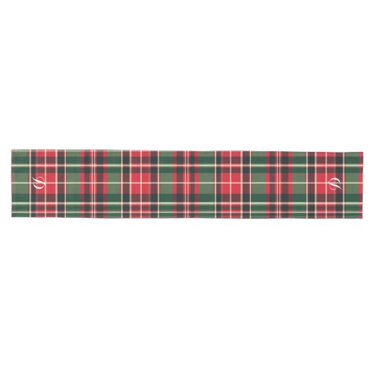 Plaid Kerstmis Monogram Naam Vakantie Patroon Medium Tafelloper (Horizontaal)