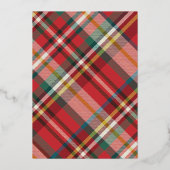 Plaid Kerstmisfoto Getrouwd en Merry Gold Folie Feestdagenkaart (Achterkant)