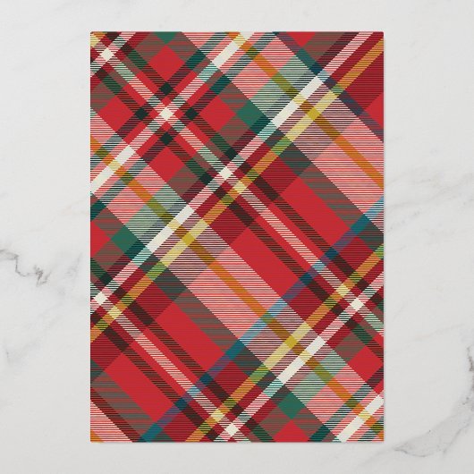 Plaid Kerstmisfoto Getrouwd en Merry Gold Folie Feestdagenkaart (Achterkant)