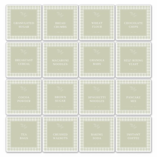  Plaid Keuken Pantry Eten Labels (Voorkant)