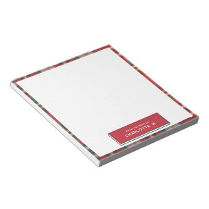 Plaid Klassieke Kleurrijke Gepersonaliseerde Naam Notitieblok