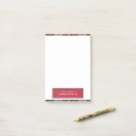 Plaid Klassieke Kleurrijke Gepersonaliseerde Schoo Post-it® Notes (Op bureau)