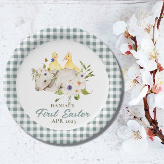 Plaid Kuikens Klein Lam Mijn Eerste Pasen  Papieren Bordje