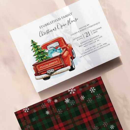 Plaid Landelijke Truck Kerst Landelijke Uitnodigin Flyer