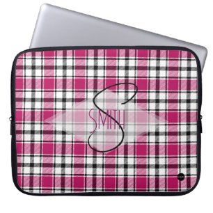 Plaid Laptop Hoesje w Roze, zwart en wit HAMbyWG Sleeve