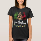 Plaid Leopard Patterns Merry Christmas Tree for Mo T-shirt (Voorkant)
