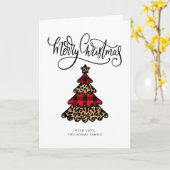 Plaid & Leopard Print Kerstboom Kaart (Gele Bloem)