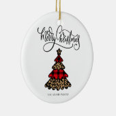 Plaid & Leopard Print Kerstboom Keramisch Ornament (Rechts)