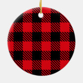 Plaid & Leopard Print Kerstboom Keramisch Ornament (Achterkant)
