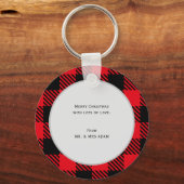 Plaid & Leopard Print Kerstboom Sleutelhanger (Achterkant)