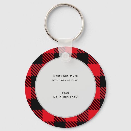 Plaid & Leopard Print Kerstboom Sleutelhanger (Achterkant)