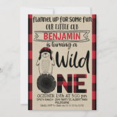 Plaid Lumberjack Beer Wild One Birthday Invitation Kaart (Voorkant)