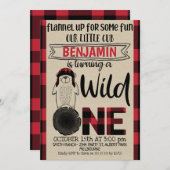 Plaid Lumberjack Beer Wild One Birthday Invitation Kaart (Voorkant / Achterkant)
