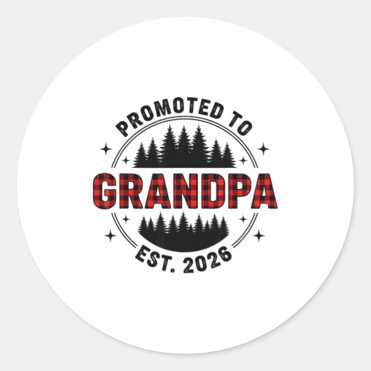 Plaid Lumberjack New Grandpa Promoted To Grandpa E Ronde Sticker (Voorkant)