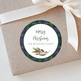 Plaid MacKenzie Tartan Familie Kerst Feestdagen Ronde Sticker