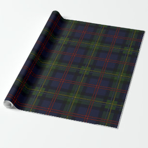Plaid Malcolm Paarse Groen Rood Check Tartan Cadeaupapier
