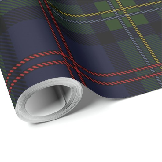 Plaid Malcolm Paarse Groen Rood Check Tartan Cadeaupapier (Rol Hoek)