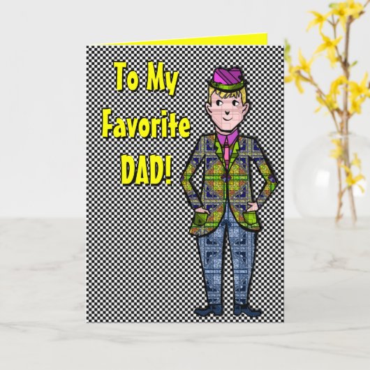 Plaid Man Vaderdag Kaart (Gele Bloem)