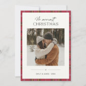 Plaid Merriest Kerstpaar Foto Ivoor Feestdagenkaart (Voorkant)